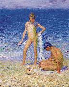 John Peter Russell Boys on the Beach Belle lle France oil painting artist
